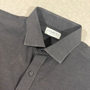 Ledbury Dress Shirt Men 17.5 37 Grey Classic‎ Long Sleeve Regular Body